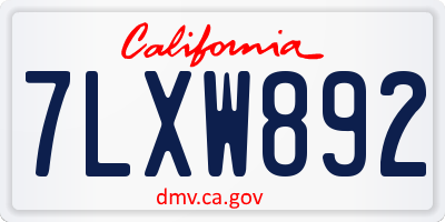 CA license plate 7LXW892
