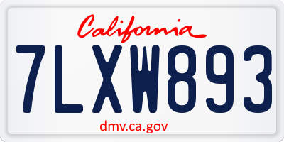 CA license plate 7LXW893