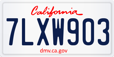 CA license plate 7LXW903