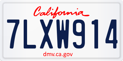 CA license plate 7LXW914