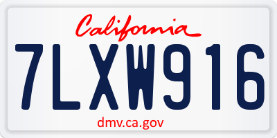 CA license plate 7LXW916