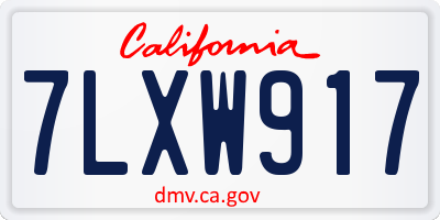 CA license plate 7LXW917