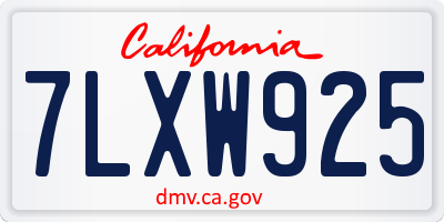CA license plate 7LXW925