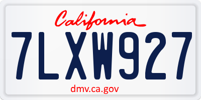 CA license plate 7LXW927