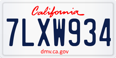 CA license plate 7LXW934