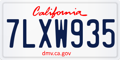 CA license plate 7LXW935