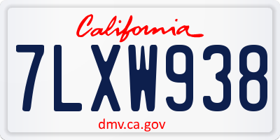 CA license plate 7LXW938