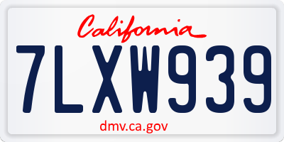 CA license plate 7LXW939