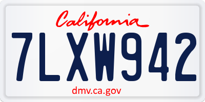 CA license plate 7LXW942