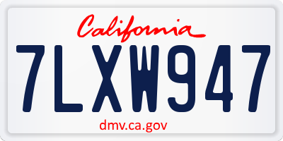 CA license plate 7LXW947