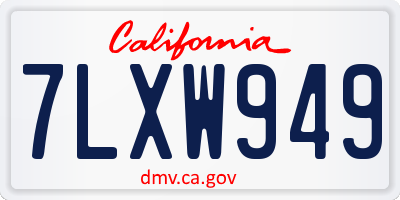 CA license plate 7LXW949
