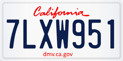 CA license plate 7LXW951