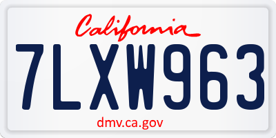 CA license plate 7LXW963