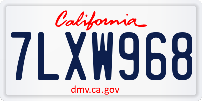 CA license plate 7LXW968
