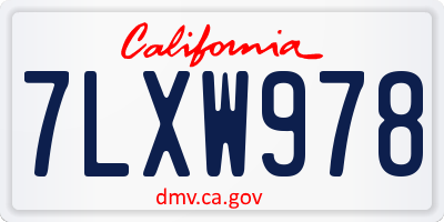 CA license plate 7LXW978
