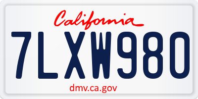 CA license plate 7LXW980