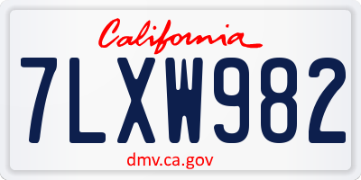 CA license plate 7LXW982
