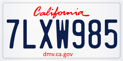 CA license plate 7LXW985