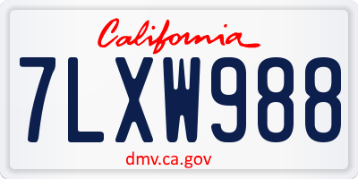 CA license plate 7LXW988