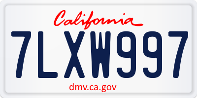 CA license plate 7LXW997