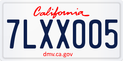 CA license plate 7LXX005