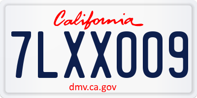 CA license plate 7LXX009