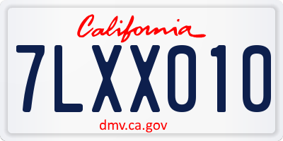 CA license plate 7LXX010