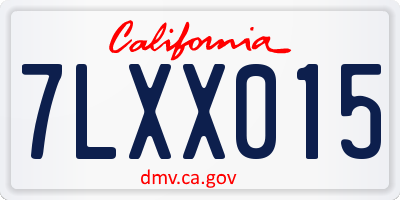 CA license plate 7LXX015
