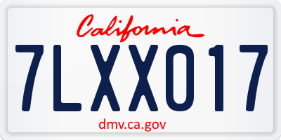 CA license plate 7LXX017