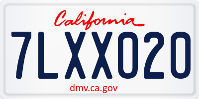 CA license plate 7LXX020