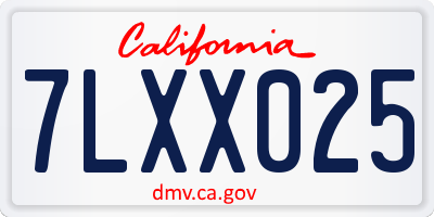 CA license plate 7LXX025
