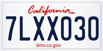 CA license plate 7LXX030