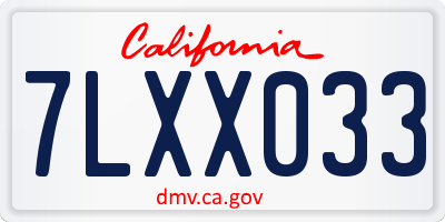 CA license plate 7LXX033
