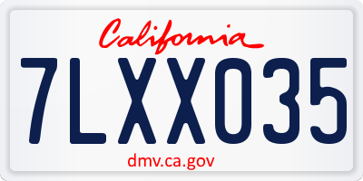 CA license plate 7LXX035