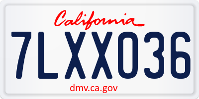 CA license plate 7LXX036