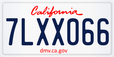 CA license plate 7LXX066