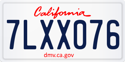 CA license plate 7LXX076