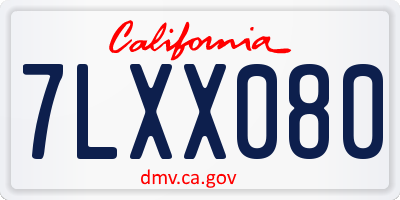 CA license plate 7LXX080