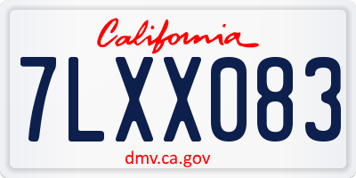 CA license plate 7LXX083