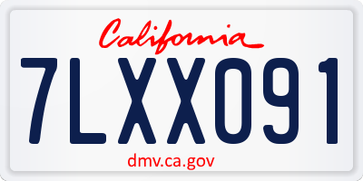 CA license plate 7LXX091