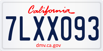 CA license plate 7LXX093