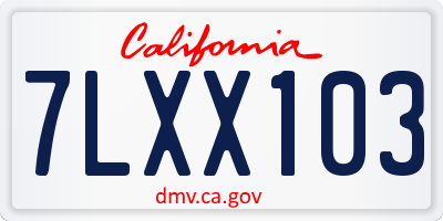 CA license plate 7LXX103