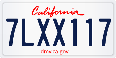 CA license plate 7LXX117