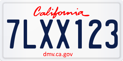 CA license plate 7LXX123