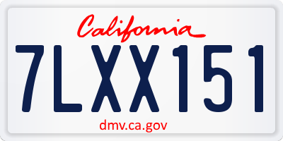 CA license plate 7LXX151