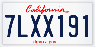 CA license plate 7LXX191
