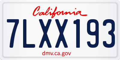 CA license plate 7LXX193