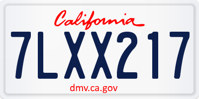 CA license plate 7LXX217