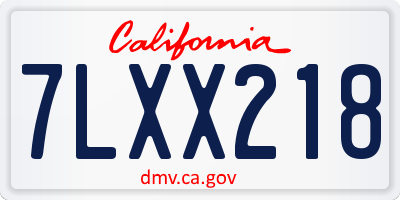 CA license plate 7LXX218