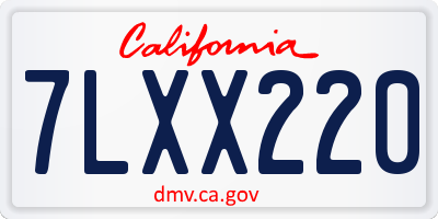 CA license plate 7LXX220